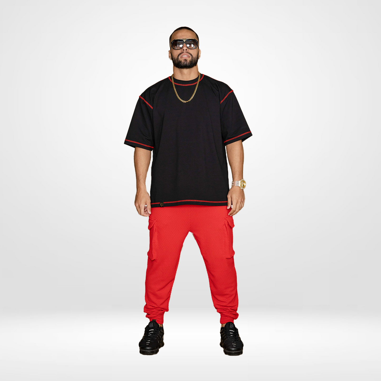 RED & BLACK T-SHIRT AND TROUSERS SET
