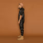 FAUX LEATHER T-SHIRT AND PANTS SET