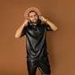 FAUX LEATHER T-SHIRT AND PANTS SET