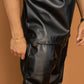 FAUX LEATHER T-SHIRT AND PANTS SET