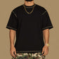BLACK OVERSIZED T-SHIRT WITH THREAD COLOR